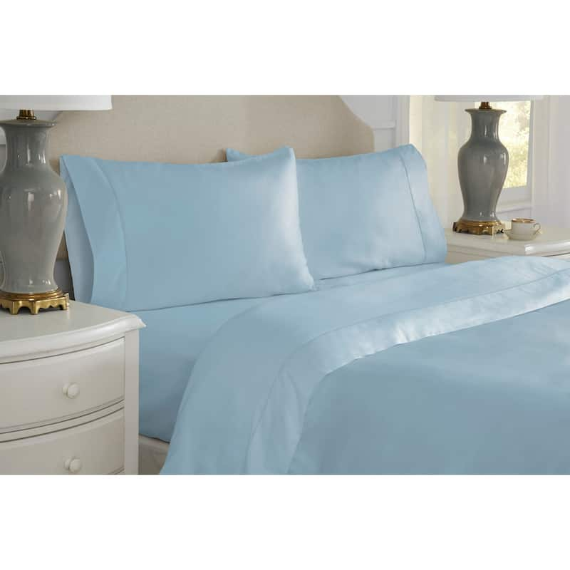 Pointehaven 525 Thread Count Long Staple Cotton Extra Deep Pocket Sheet Sets - King - sterling blue