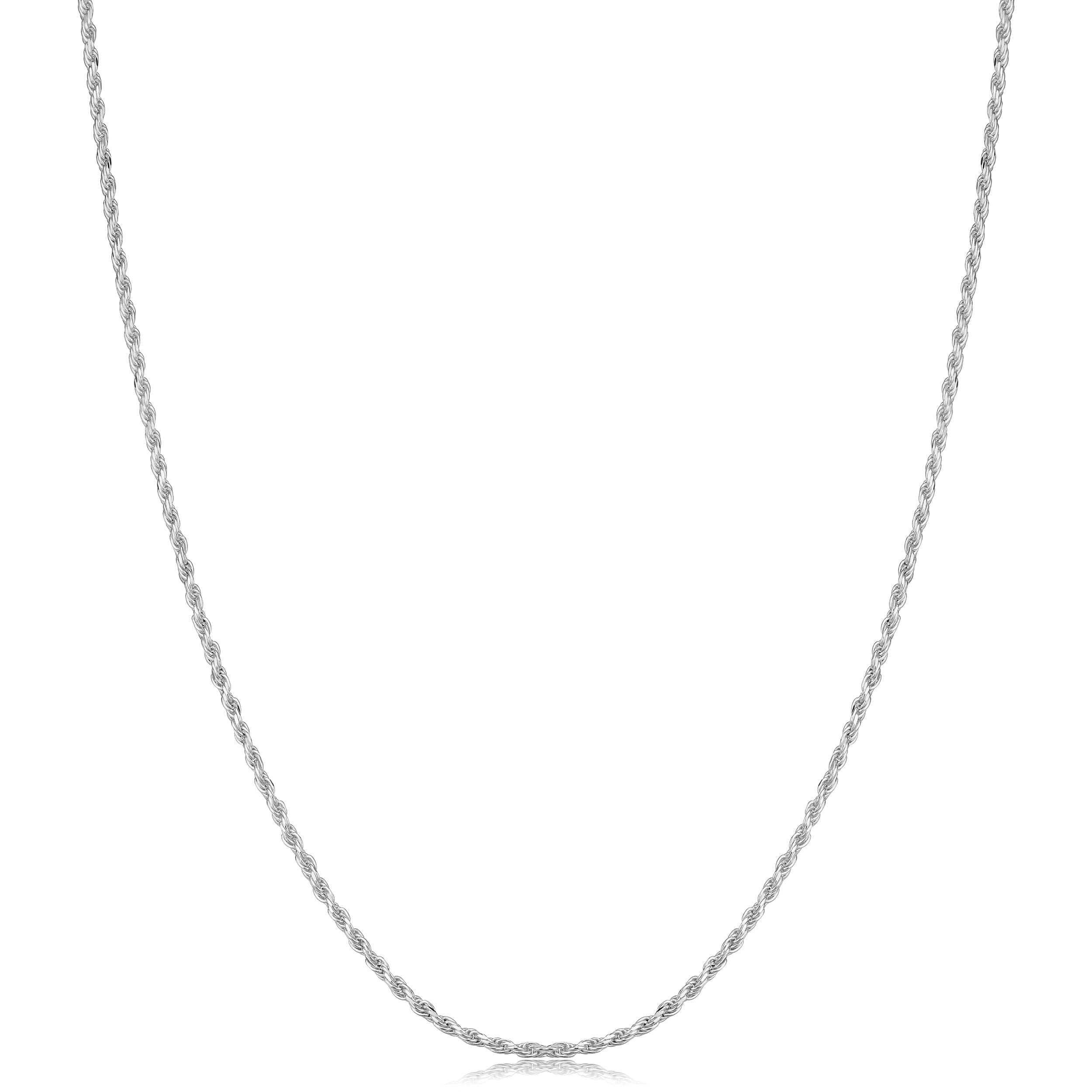 Au Naturale Sterling Silver Diamond Cut Rope Necklace 14-30inches (1.1 millimeters)