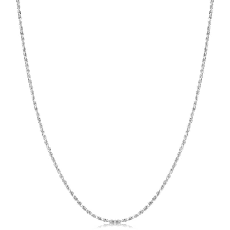 Sterling Silver Diamond Cut Rope Necklace 14-30inches (1.1 millimeters)