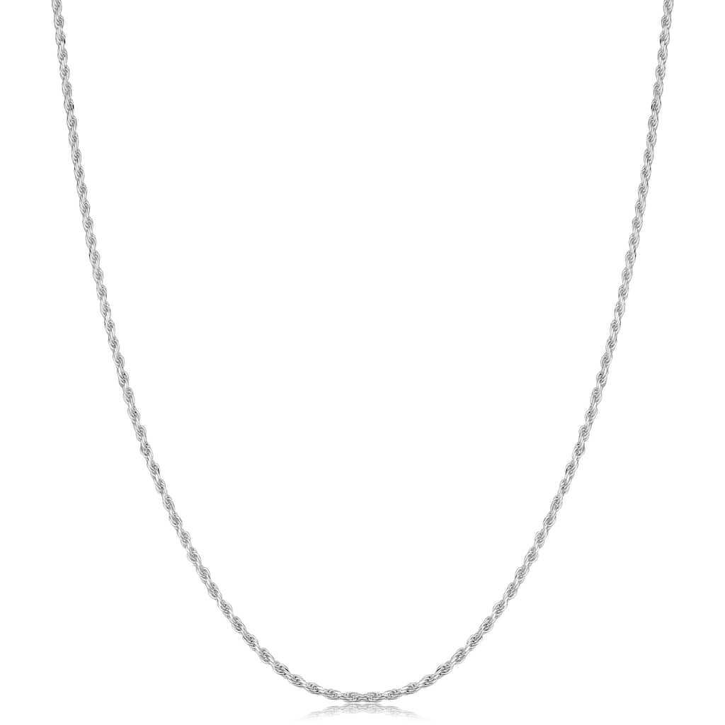 Sterling Silver Diamond Cut Rope Necklace 14-30inches (1.1 millimeters)