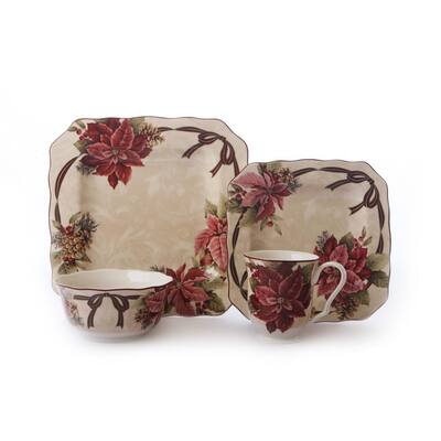 222 Fifth Yuletide Celebration 16 Piece Dinnerware Set, Service for 4