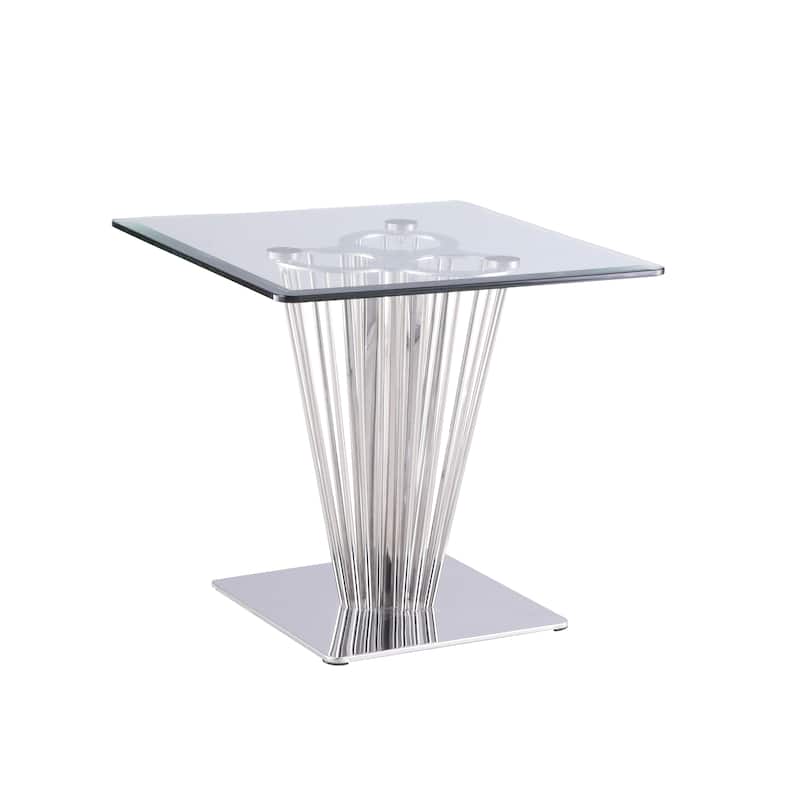 Somette Fiona Stainless Steel Clear/Silver Square Lamp Table