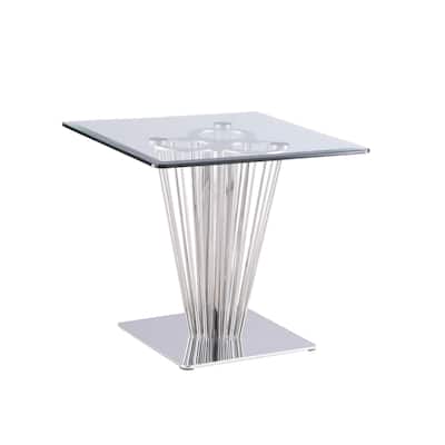 Somette Fiona Stainless Steel Clear/Silver Square Lamp Table