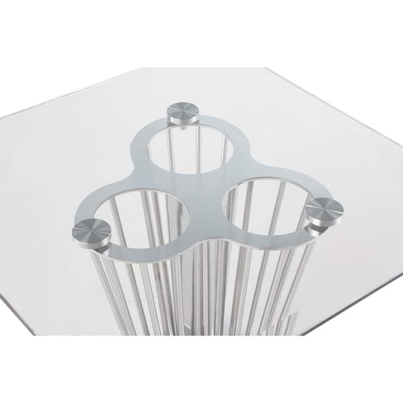 Somette Fiona Stainless Steel Clear/Silver Square Lamp Table