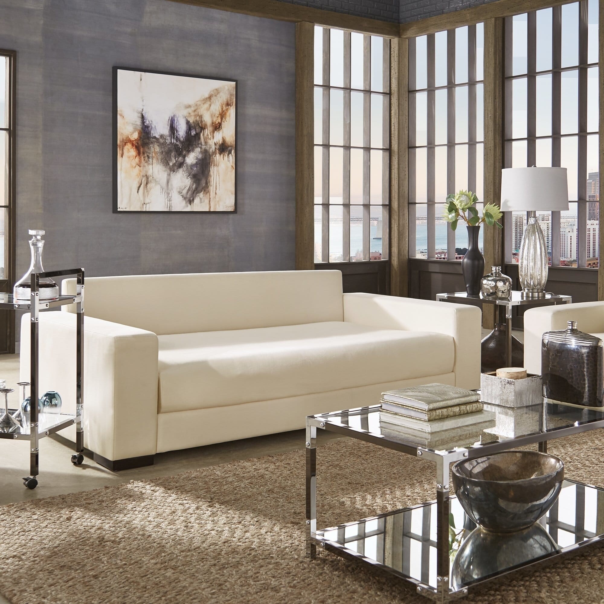 Shop Lionel Modern White Cotton Fabric Sofa Daybed By Inspire Q