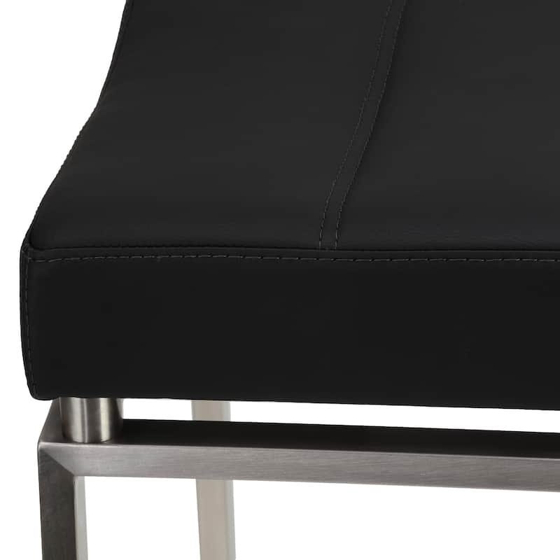 Cortesi Home Isis Counter-Height Stool in Brushed Stainless Steel, Black