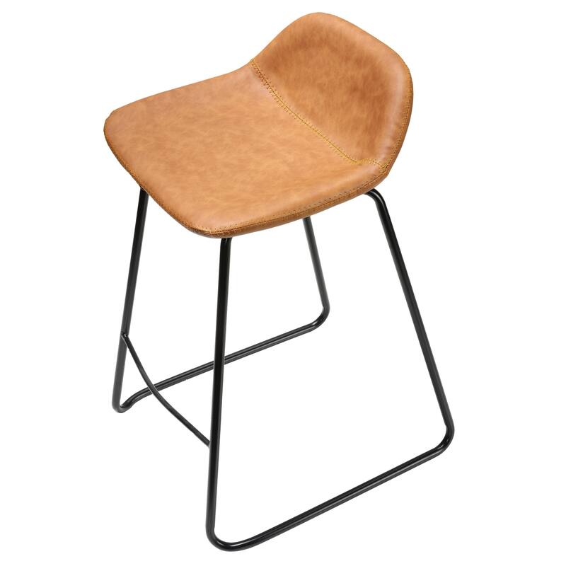 Cortesi Home Ava Saddle Brown Faux Leather Counter Stool (Set of 2)