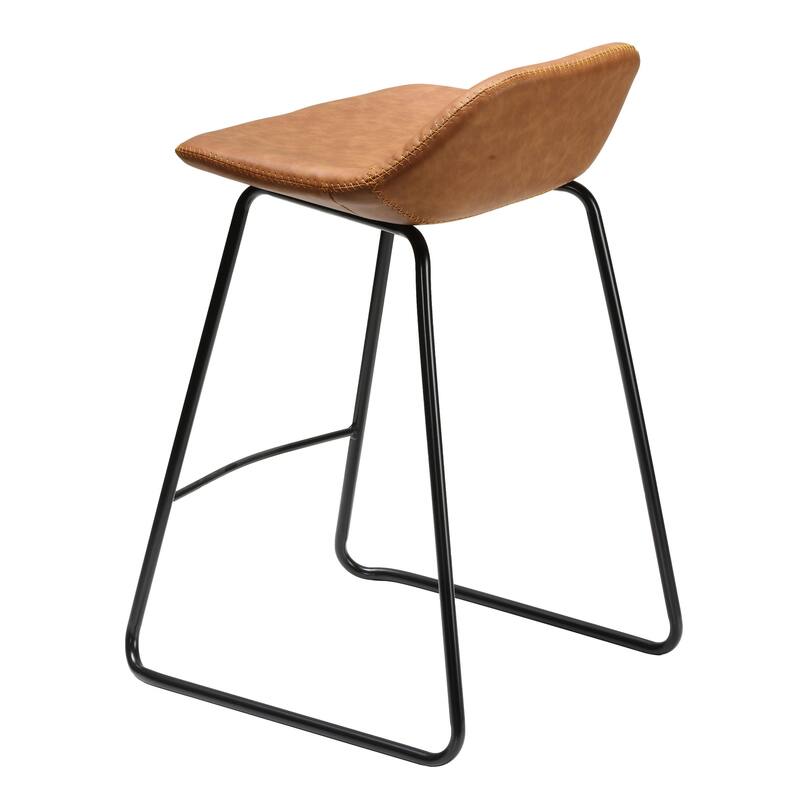 Cortesi Home Ava Saddle Brown Faux Leather Counter Stool (Set of 2)