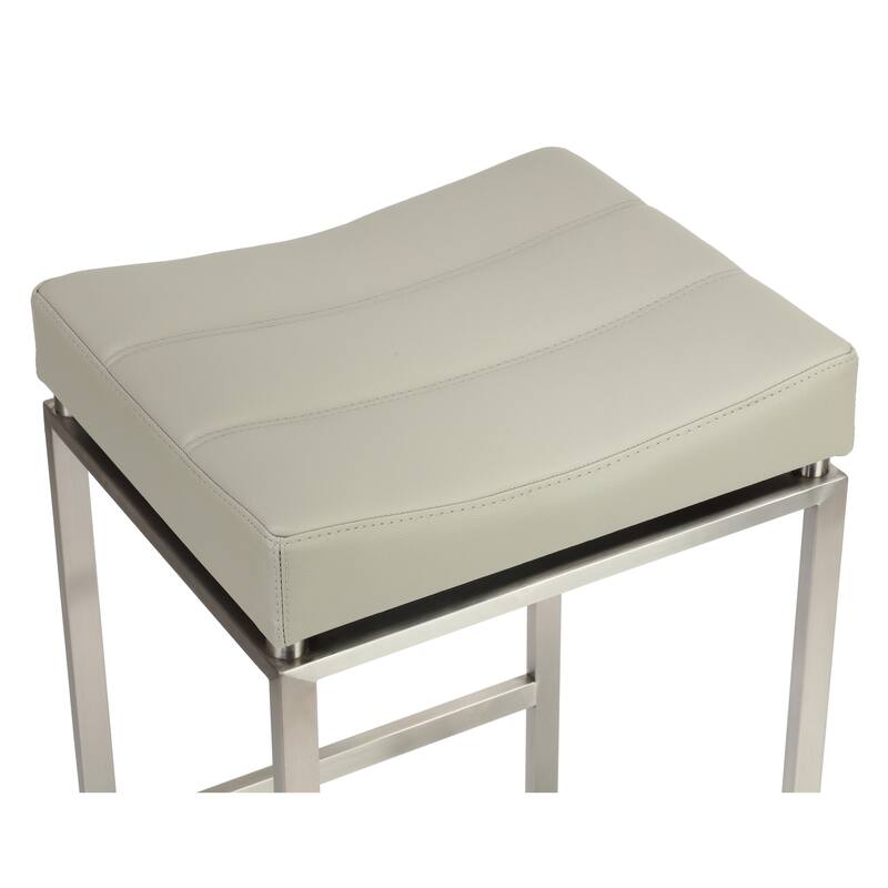 Cortesi Home Isis Brushed Stainless Steel and Faux Leather Counter-height Stool