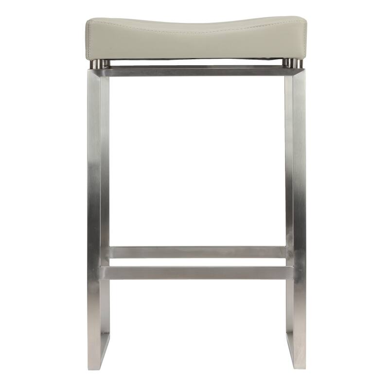 Cortesi Home Isis Brushed Stainless Steel and Faux Leather Counter-height Stool