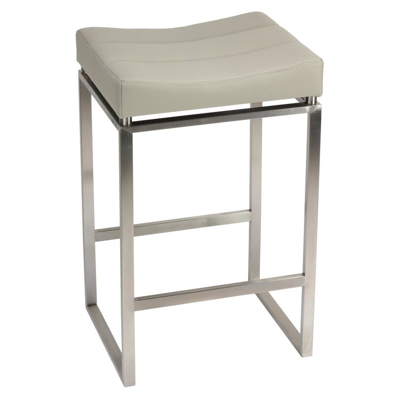 Cortesi Home Isis Brushed Stainless Steel and Faux Leather Counter-height Stool