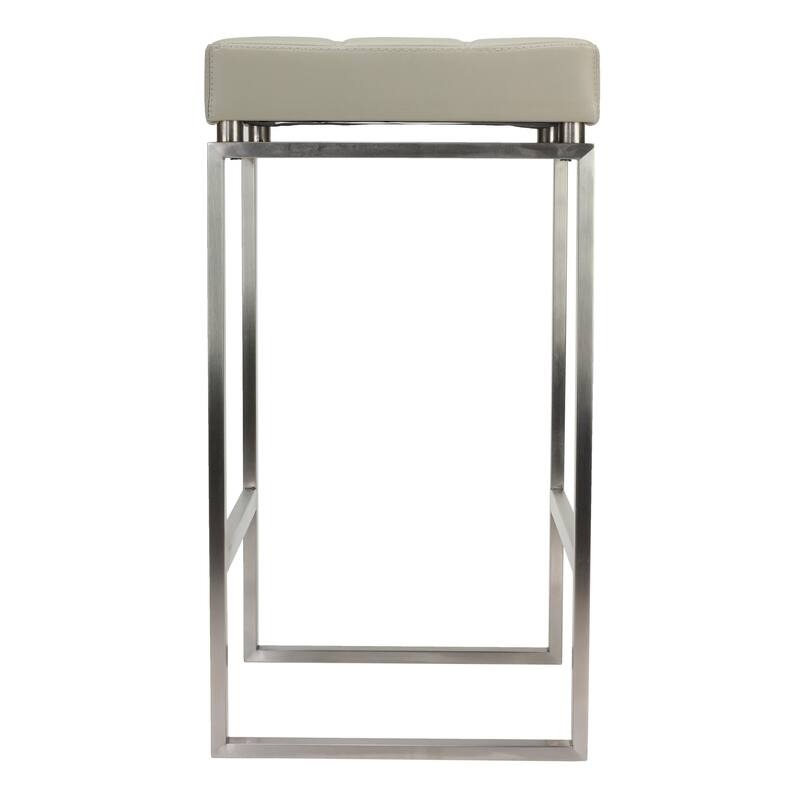 Cortesi Home Isis Brushed Stainless Steel and Faux Leather Counter-height Stool
