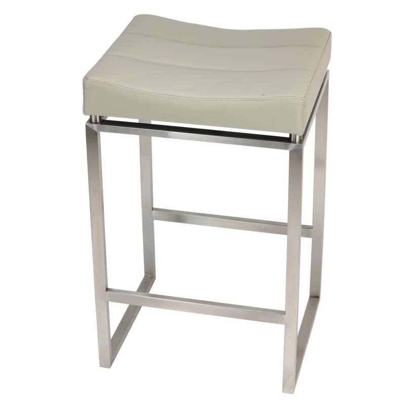 Cortesi Home Isis Brushed Stainless Steel and Faux Leather Counter-height Stool
