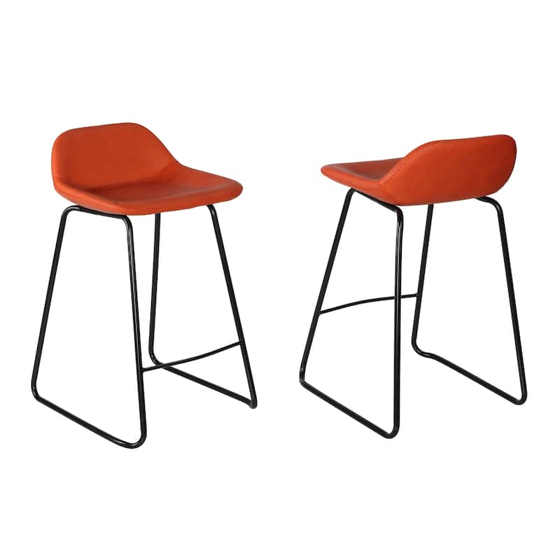 Cortesi Home Ava Counterstools in Terracotta Faux Leather
