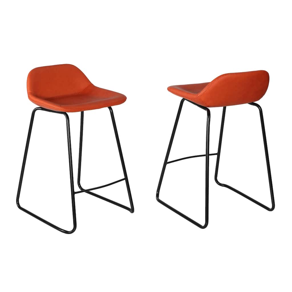 Cortesi Home Ava Counterstools in Terracotta Faux Leather