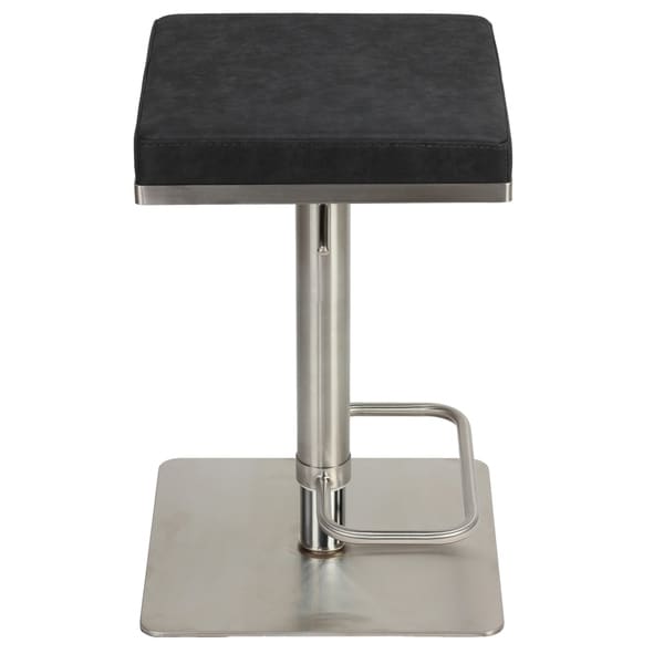 Retro Black CH-BS120343 Cortesi Home Atlas Adjustable Swivel Barstool in Brushed Stainless Steel with Heavy Solid Base