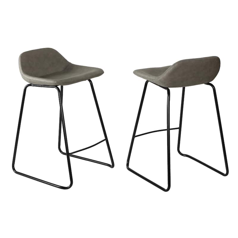 Cortesi Home Ava Counterstools in Grey Faux Leather (Set of 2) - 24" seat