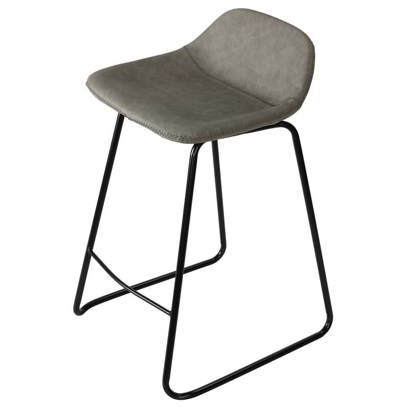 Cortesi Home Ava Counterstools in Grey Faux Leather (Set of 2) - 24" seat