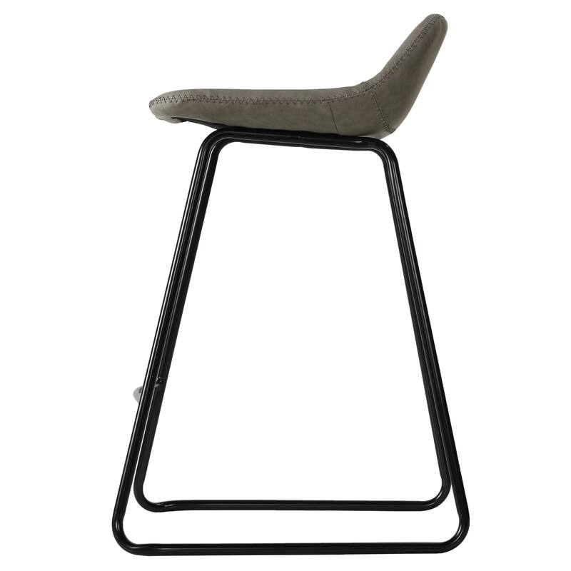 Cortesi Home Ava Counterstools in Grey Faux Leather (Set of 2) - 24" seat