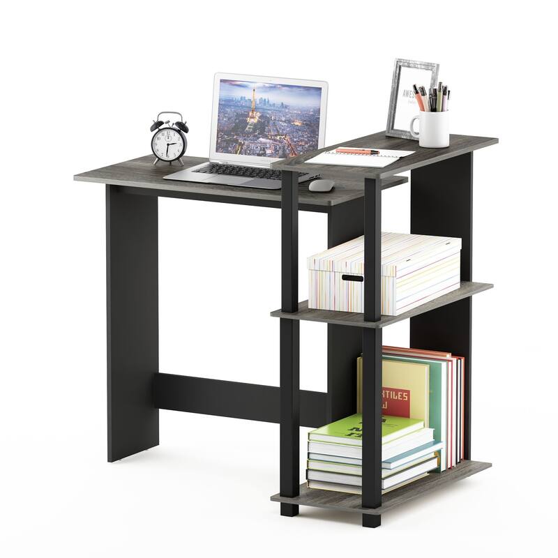 Porch & Den Dunckley Wood Corner Computer Desk and Bookshelf