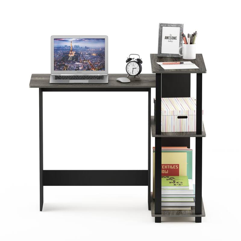 Porch & Den Dunckley Wood Corner Computer Desk and Bookshelf - Grey