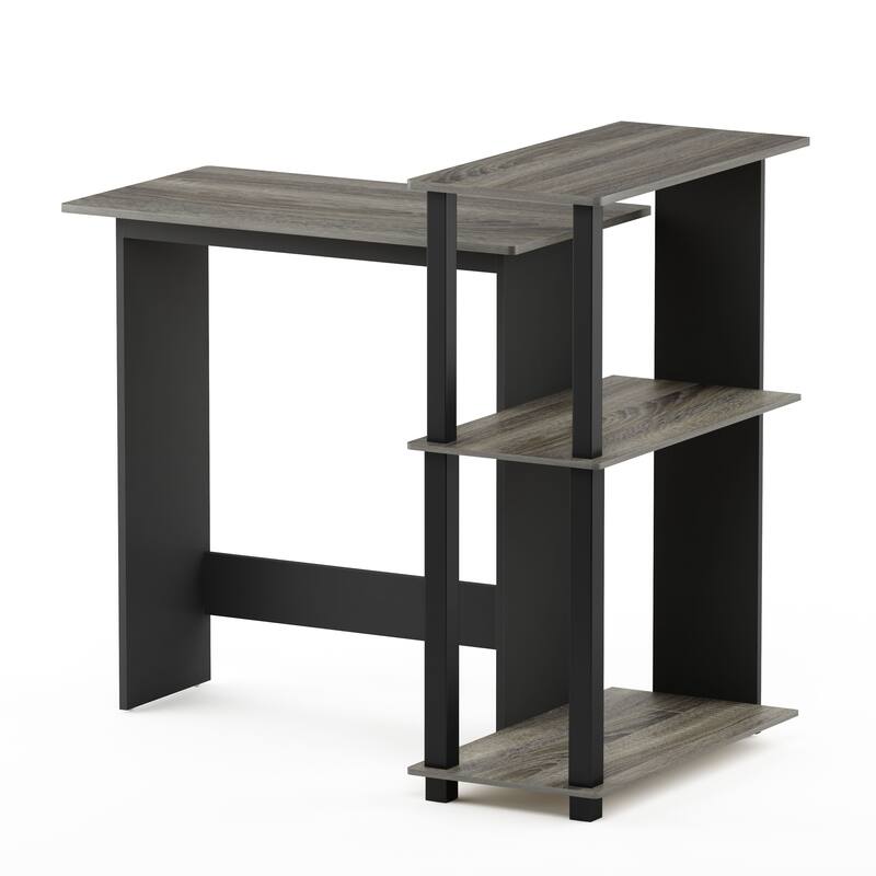 Porch & Den Dunckley Wood Corner Computer Desk and Bookshelf
