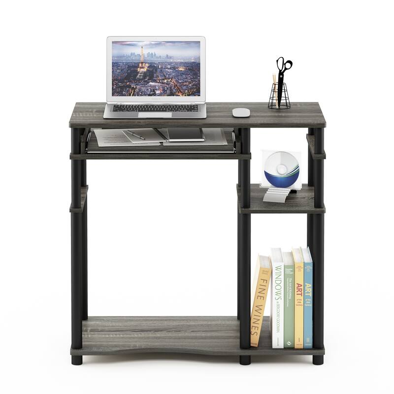 Porch & Den Dunckley Espresso Computer Desk With Bookshelf - Grey