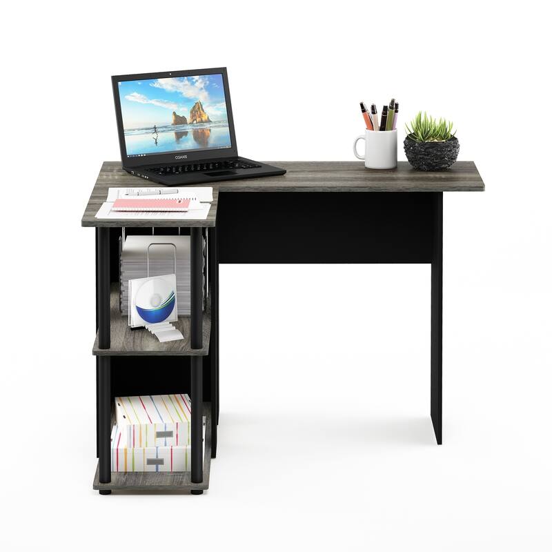 Porch & Den Dunckley Contemporary L-shaped Corner Desk with Bookshelf - Grey