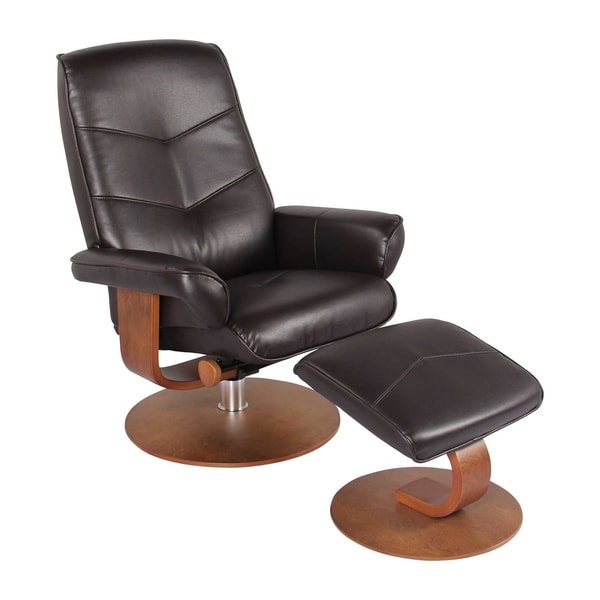 HomeRoots Furniture Swivel Recliner Chair and Ottoman - Java
