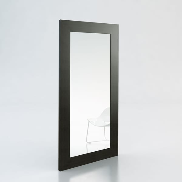 HomeRoots Furniture Modern Wenge Veneer Frame Bedroom Floor Mirror - Black