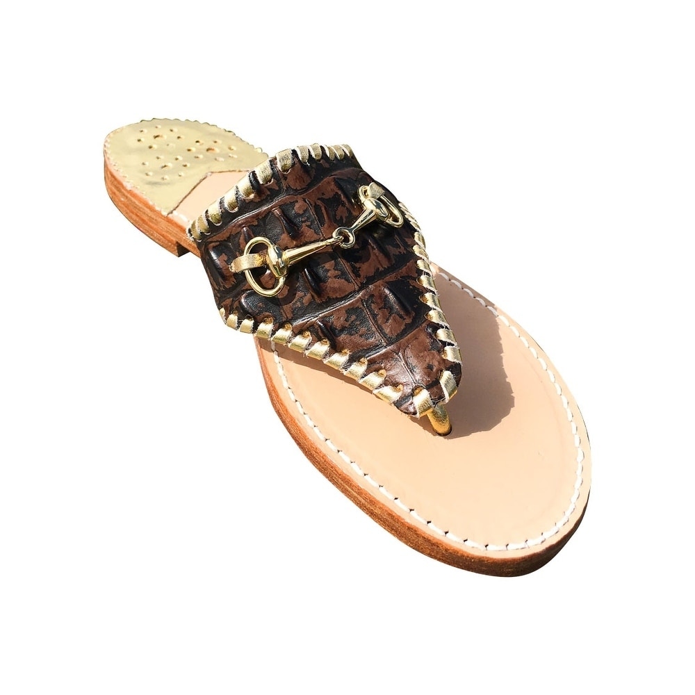 gold croc sandals