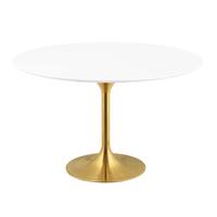 Lippa 54" Round Dining Table - Gold White