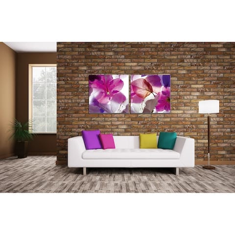 Chic Home Orchid 2 Piece Set Wrapped Canvas Wall Art Giclee Print - Multi-color