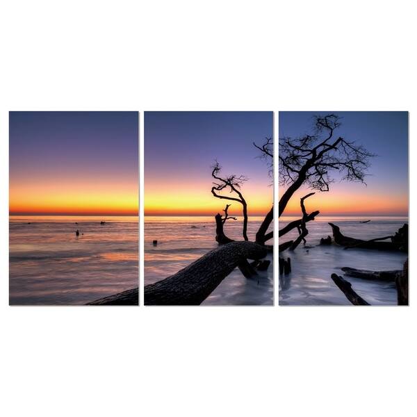 Chic Home Hawaii Sunset 3 Piece Set Wrapped Canvas Wall Art Multi Color Overstock 25442656 27 5 X 60