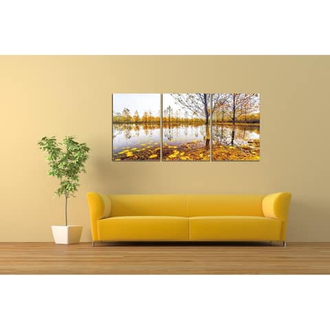 Chic Home Falling Leaves 3 Piece Set Wrapped Canvas Wall Art - Multi-color