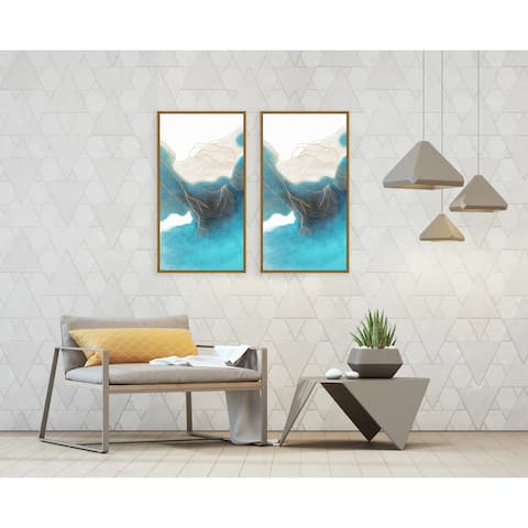 Chic Home Ocean Waves 2 Piece Set Framed Wall Art Giclee Print - Multi-color