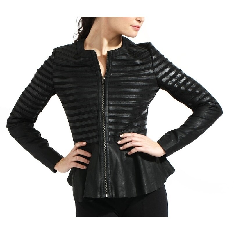 womens peplum leather jacket