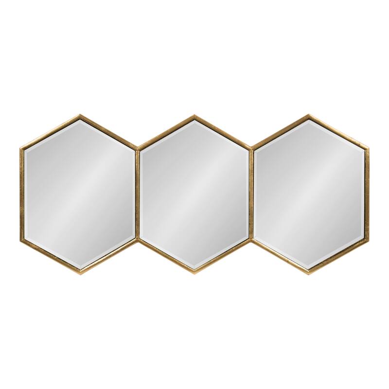 Kate and Laurel Royce Horizontal Hexagon Mirror - 14x30 - Gold