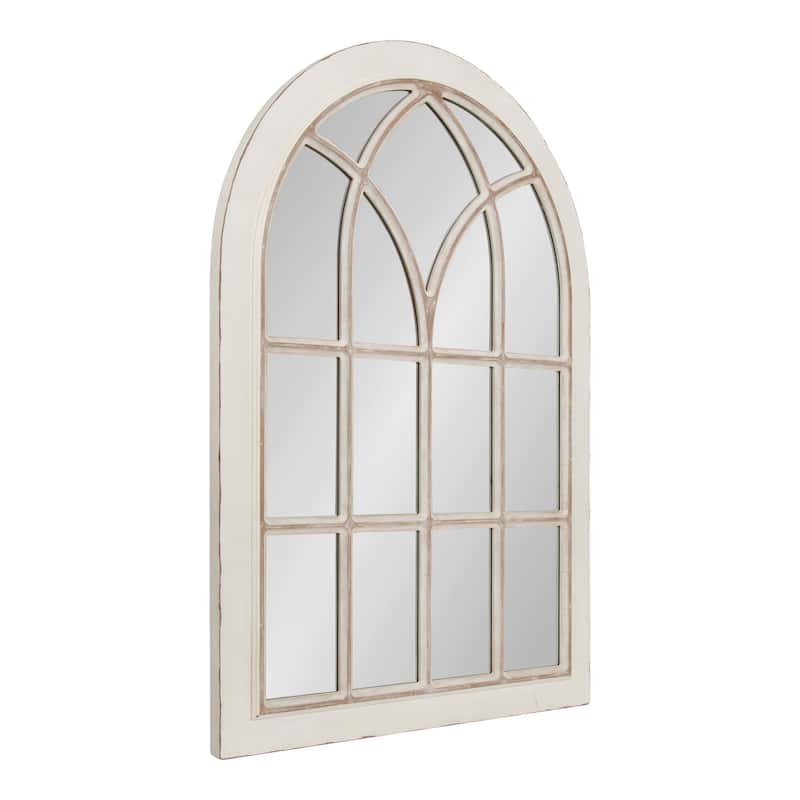 Kate and Laurel Nikoletta Large Windowpane Arch Mirror - White - 31x44
