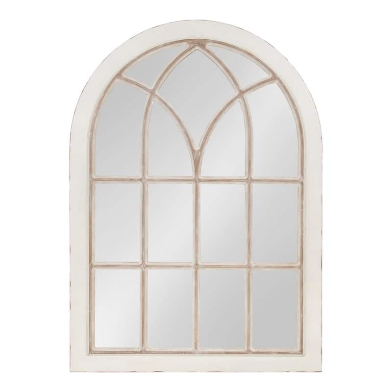 Kate and Laurel Nikoletta Large Windowpane Arch Mirror - White - 31x44 - 31x44 - White