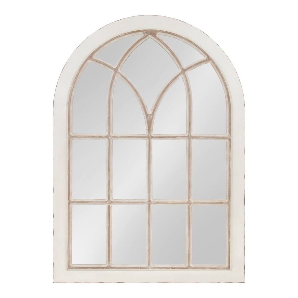 Kate and Laurel Nikoletta Large Windowpane Arch Mirror - White - 31x44