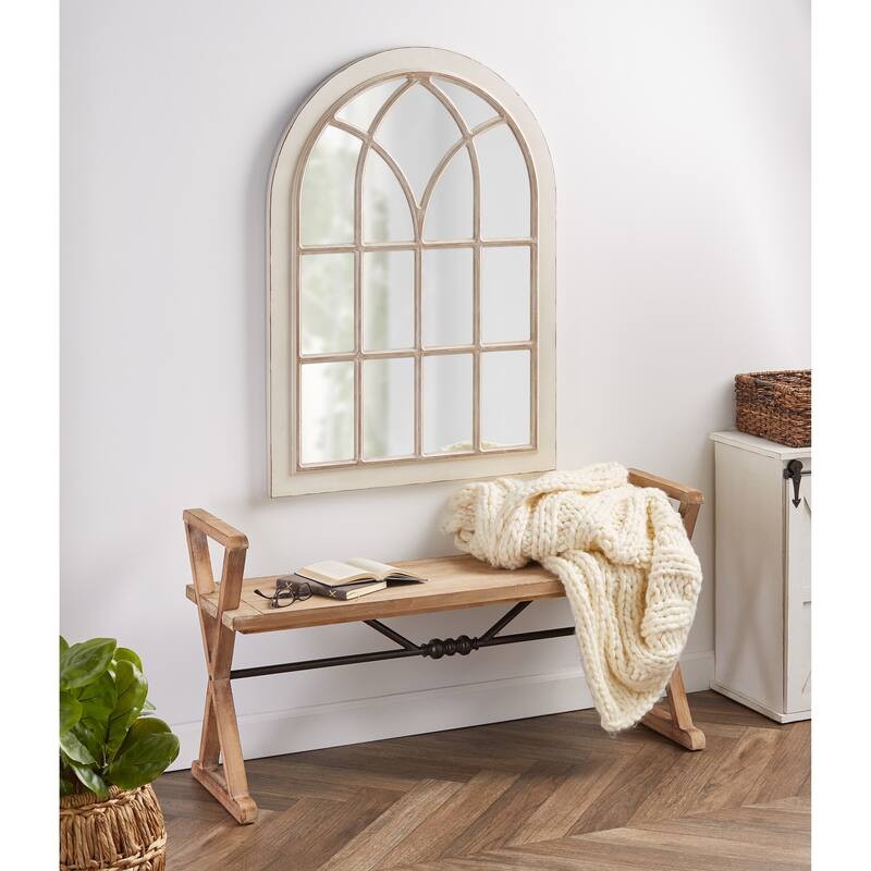 Kate and Laurel Nikoletta Large Windowpane Arch Mirror - White - 31x44