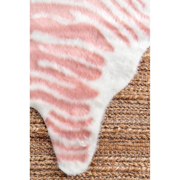 Silver Orchid Bennett Acrylic Faux Zebra Shaped Area Rug On Faux Zebra Shaped Area Rug