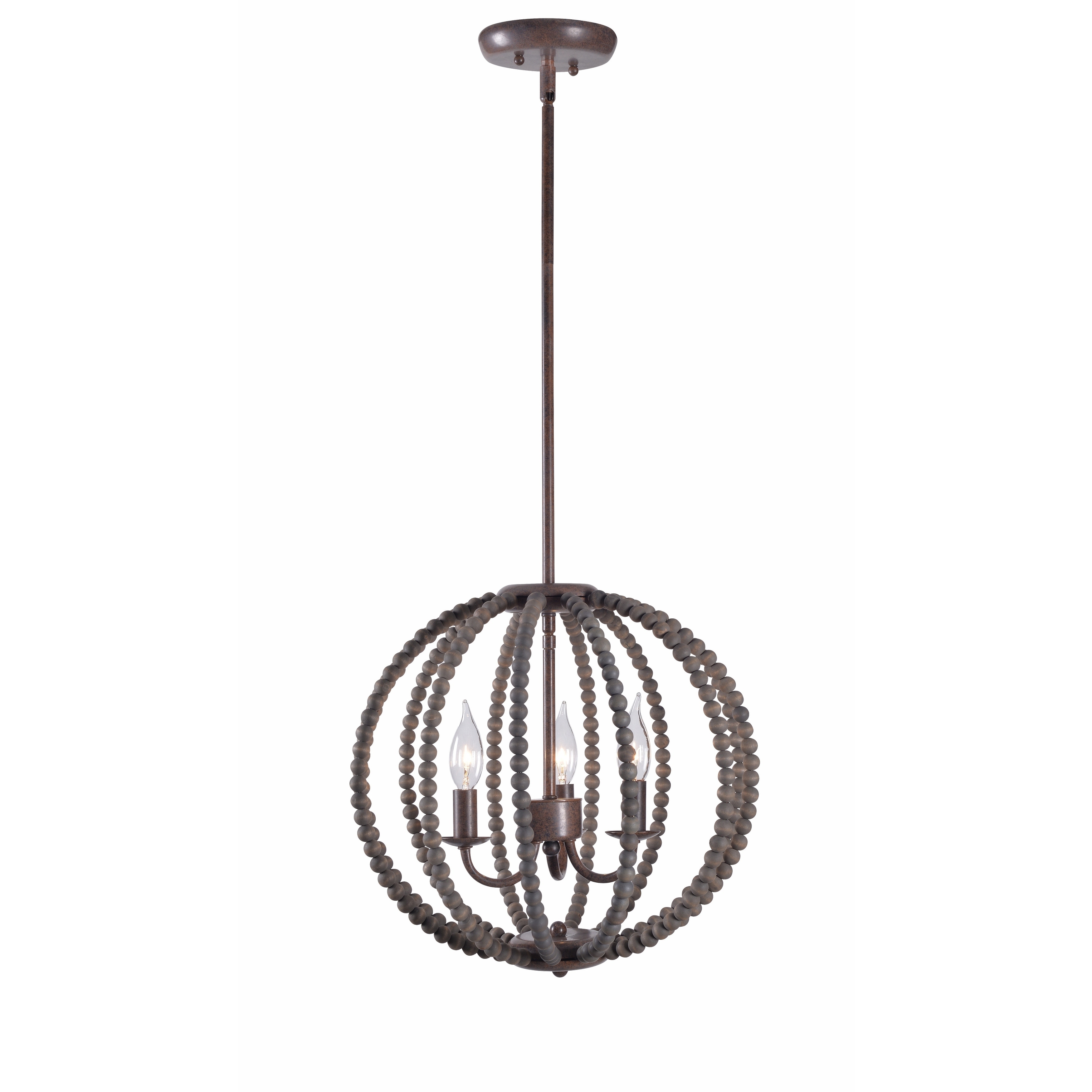 Devin Golden Bronze with Gray Beads 3 Light Chandelier - Chandeliers For Bedrooms by Overstock.com