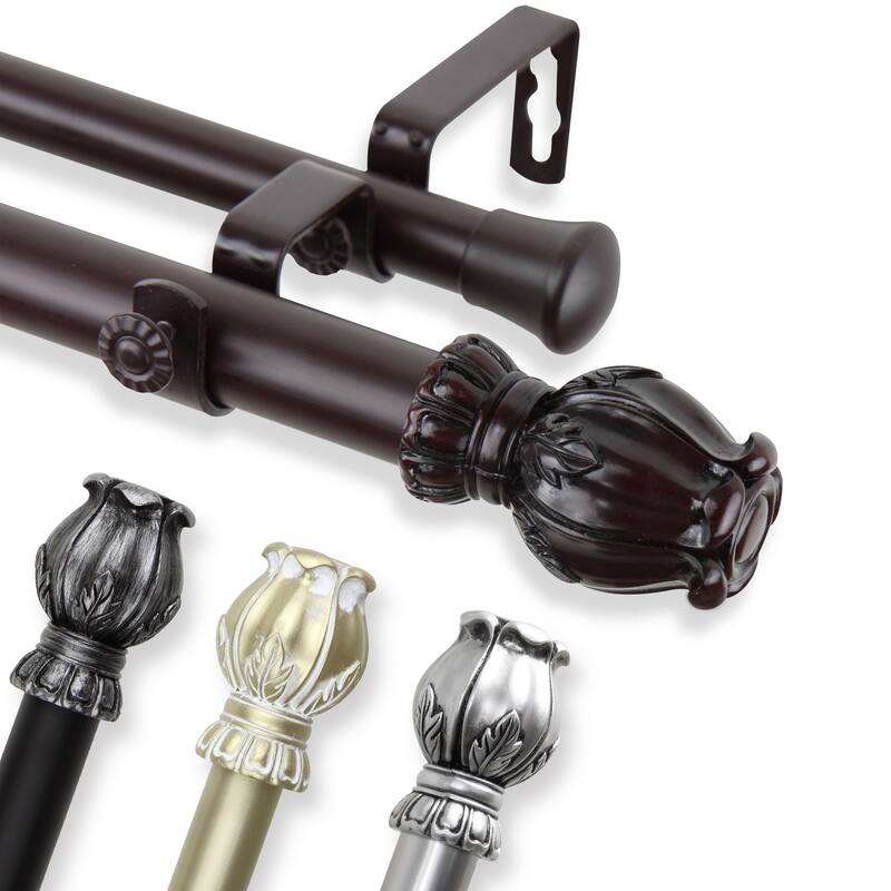 InStyleDesign Majesty 1 inch Diameter Adjustable Double Curtain Rod
