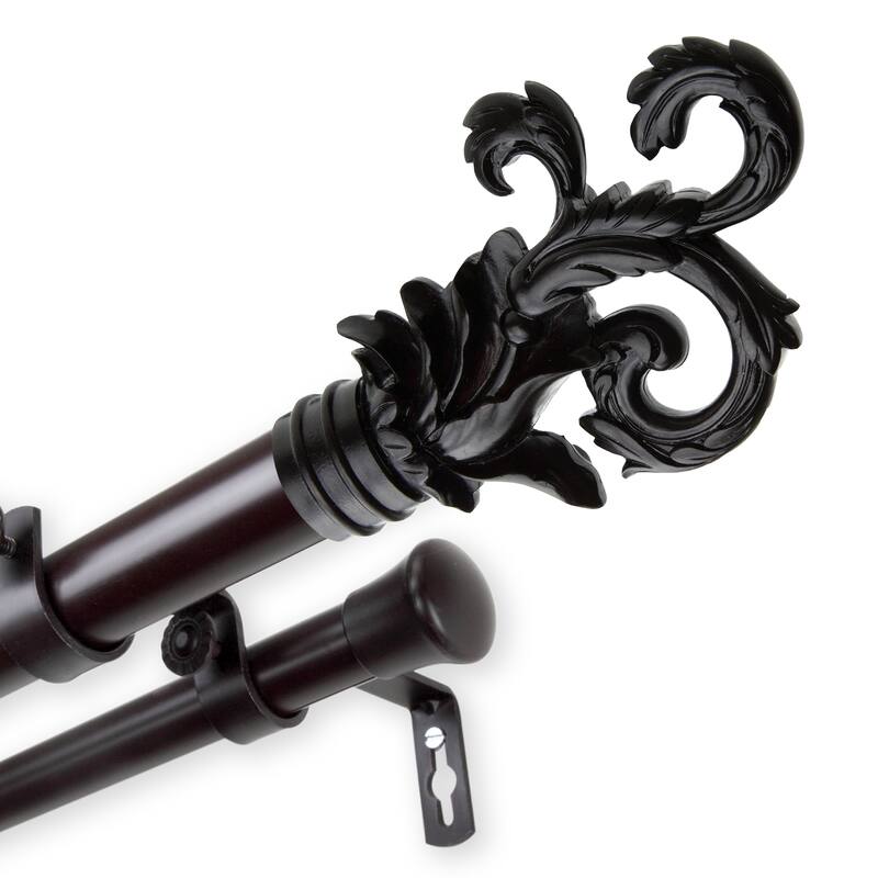 InStyleDesign Exult 1 inch Diameter Adjustable Double Curtain Rod - 160 to 240 inches - Mahogany