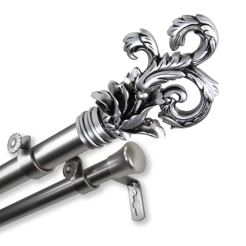 InStyleDesign Exult 1 inch Diameter Adjustable Double Curtain Rod - 120 to 170 inches - satin nickel