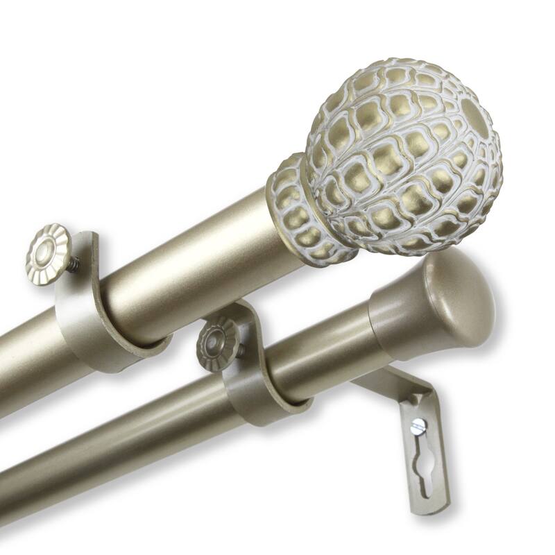 InStyleDesign Gradient 1 inch Diameter Adjustable Double Curtain Rod - 66 to 120 inches - Gold Finish - Light gold