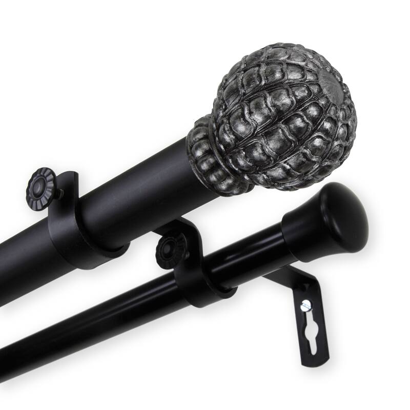 InStyleDesign Gradient 1 inch Diameter Adjustable Double Curtain Rod - 48 to 84 inches - Black Finish - Black