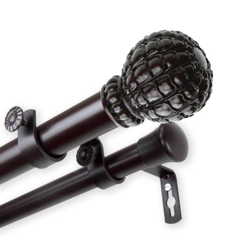 InStyleDesign Gradient 1 inch Diameter Adjustable Double Curtain Rod - 48 to 84 inches - Brown Finish - Mahogany